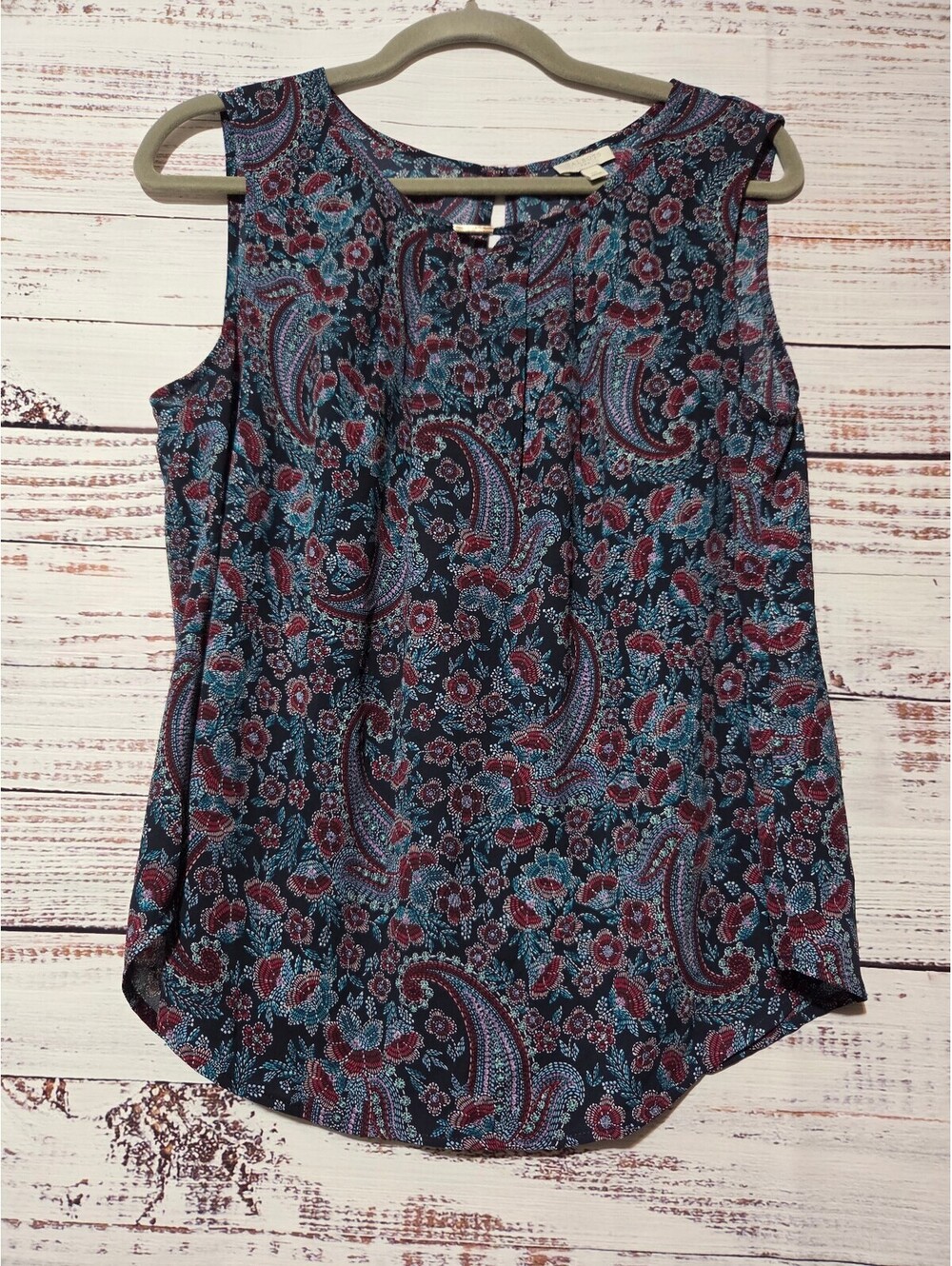 Talbots Medium Sleeveless Paisley Floral Print Blouse